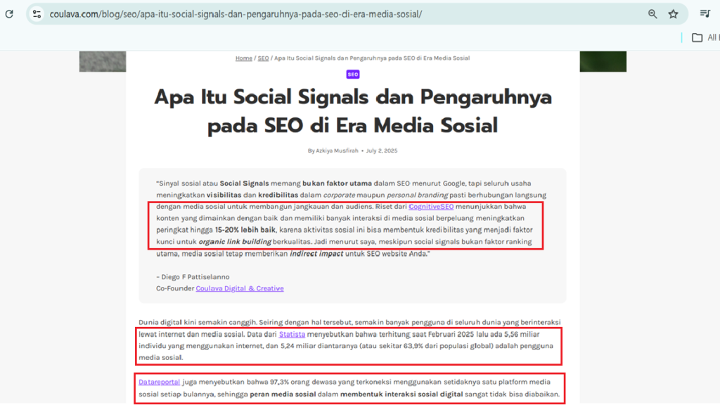 Riset penunjang untuk artikel Coulava