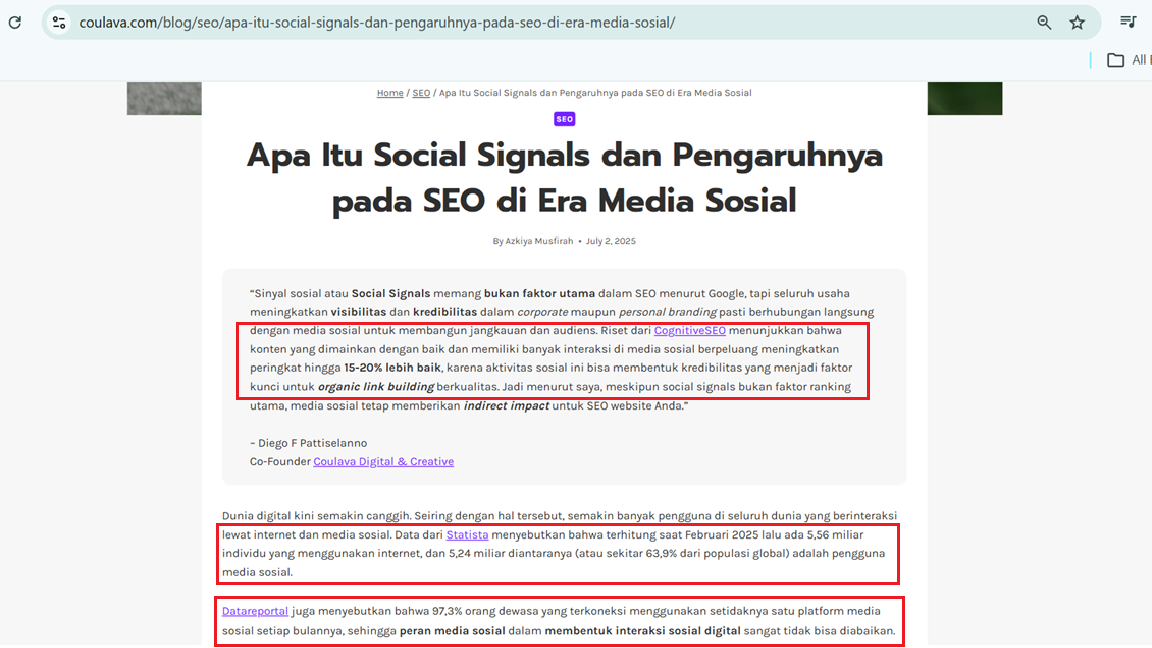 Riset penunjang untuk artikel Coulava