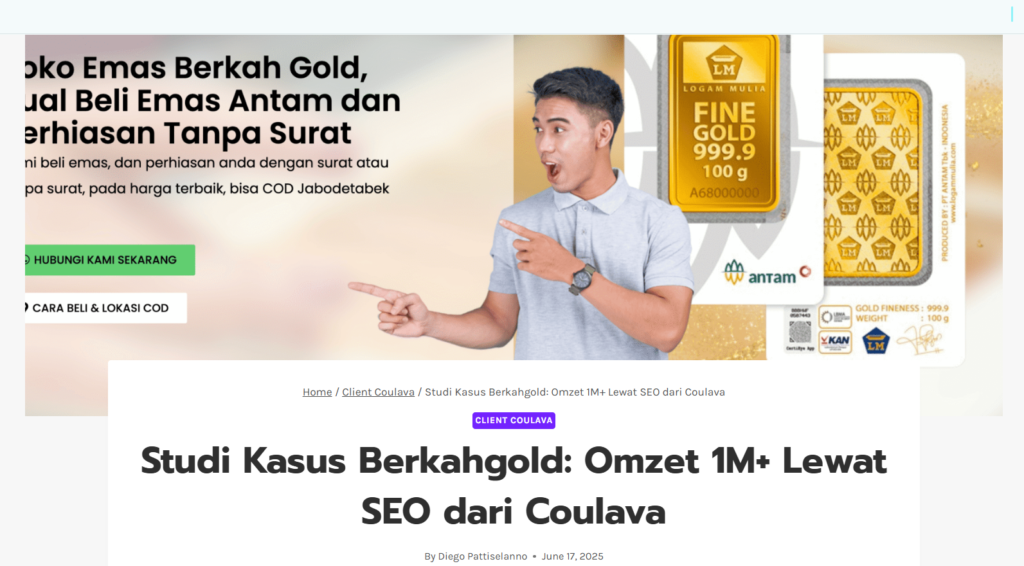 Contoh artikel studi kasus SEO dari Coulava