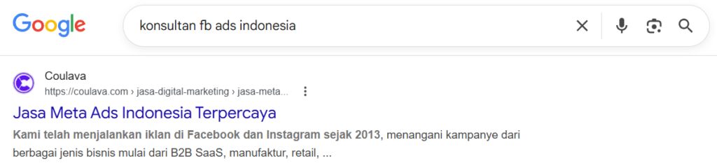 snippet yang muncul untuk query intent transactional