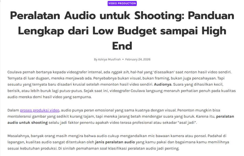 Contoh hook menarik dari experience tim Coulava