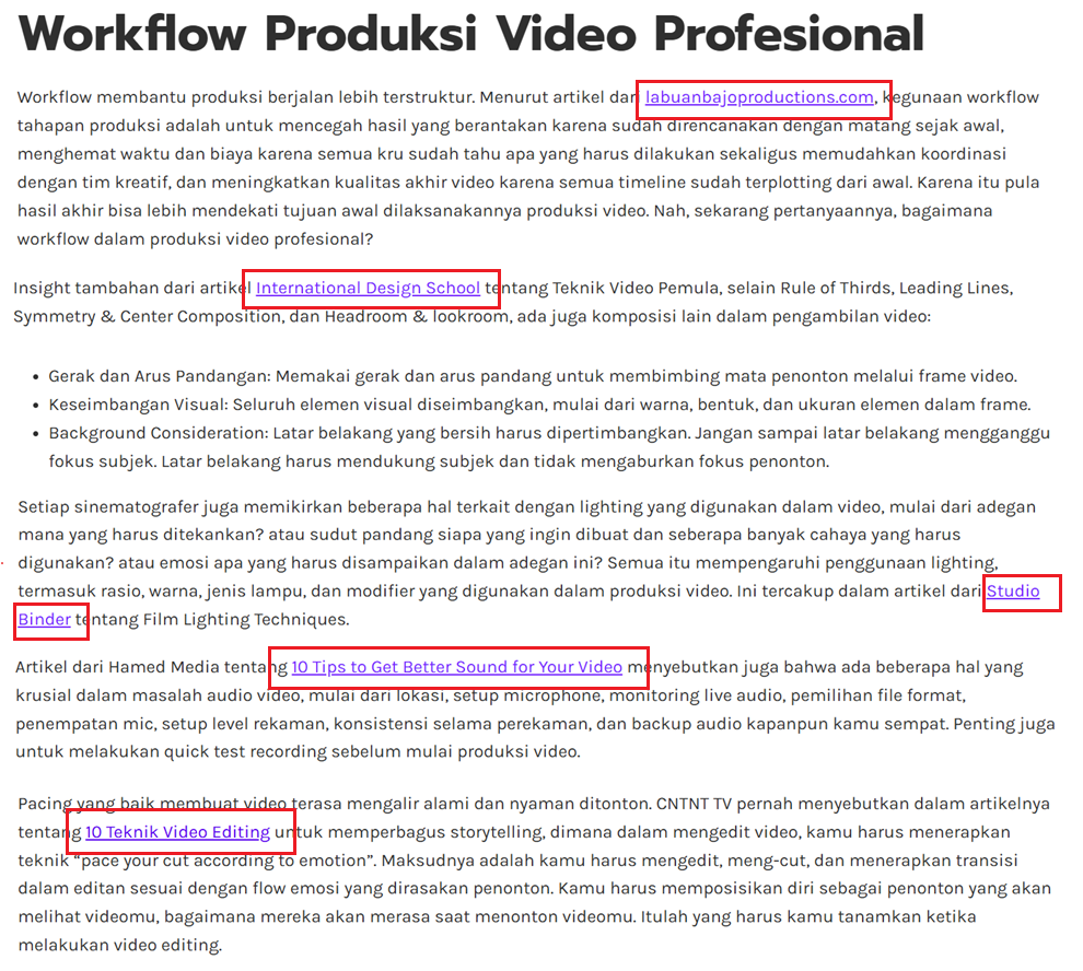 COntoh penrerapan external linking dalam artikel mengambil dari sumber terbaru