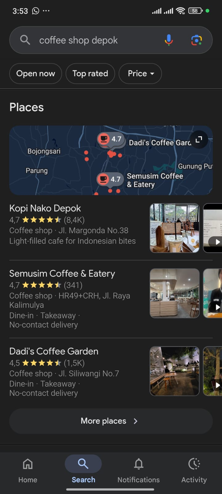 Contoh local search di mobile