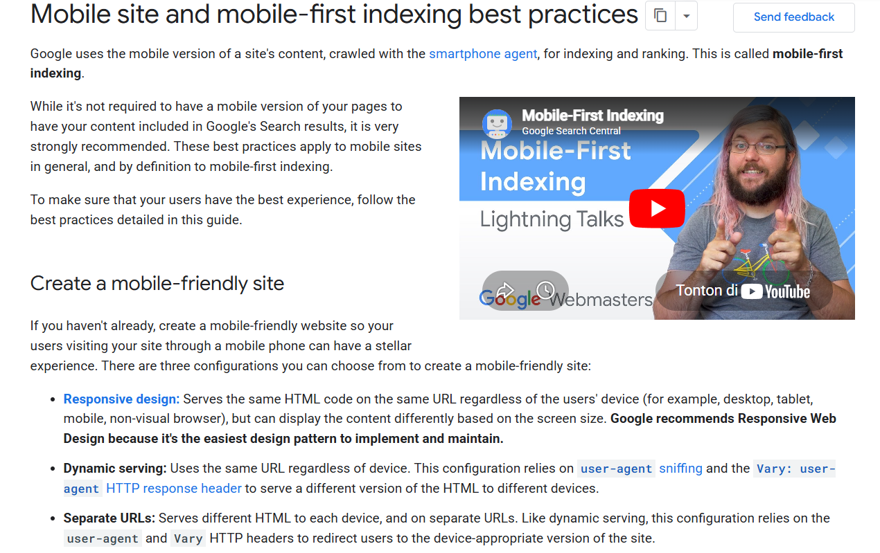 Pernyataan mobile first indexing dari Google