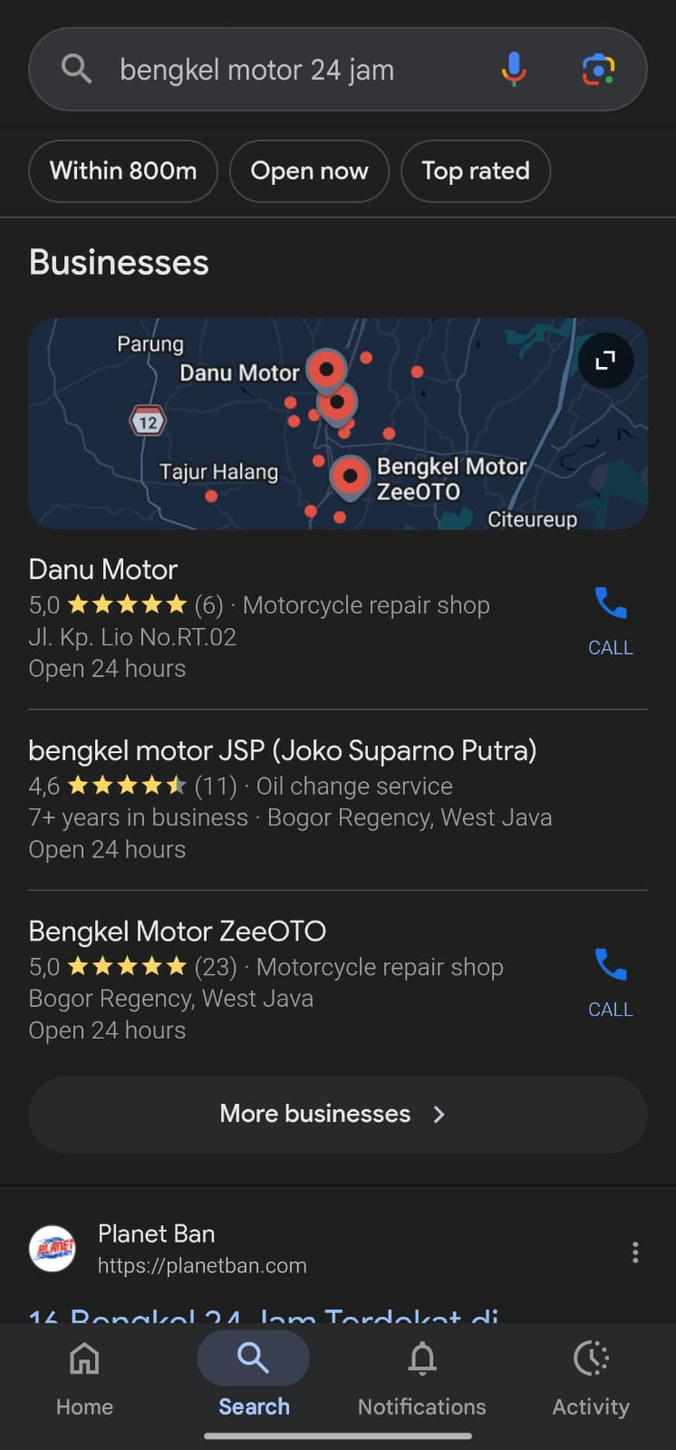 Contoh local search di mobile