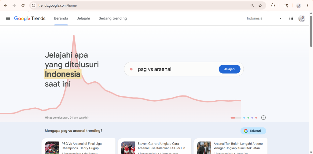 halaman beranda google trends